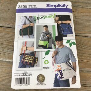 Vintage Simplicity Pattern 2358 - 'Men's Messenger Bags' - 2010 - Uncut